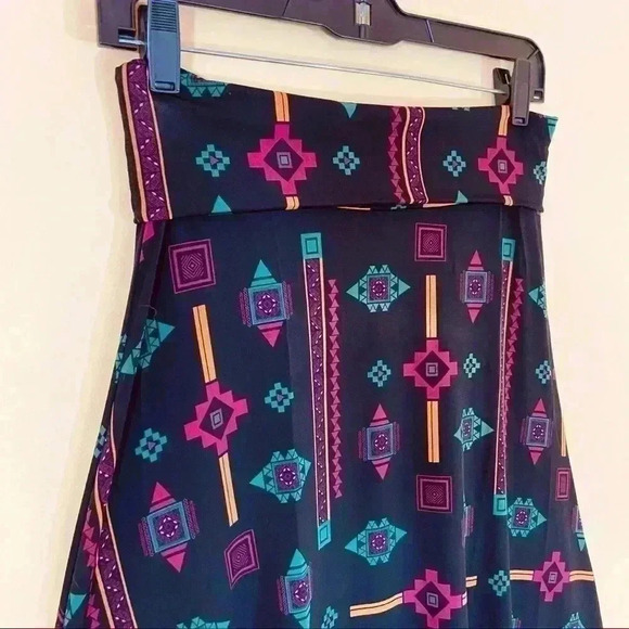 LuLaRoe Multicolor Aztec Native Tribal Print Banded Maxi Skirt Size XS - Picture 6 of 12